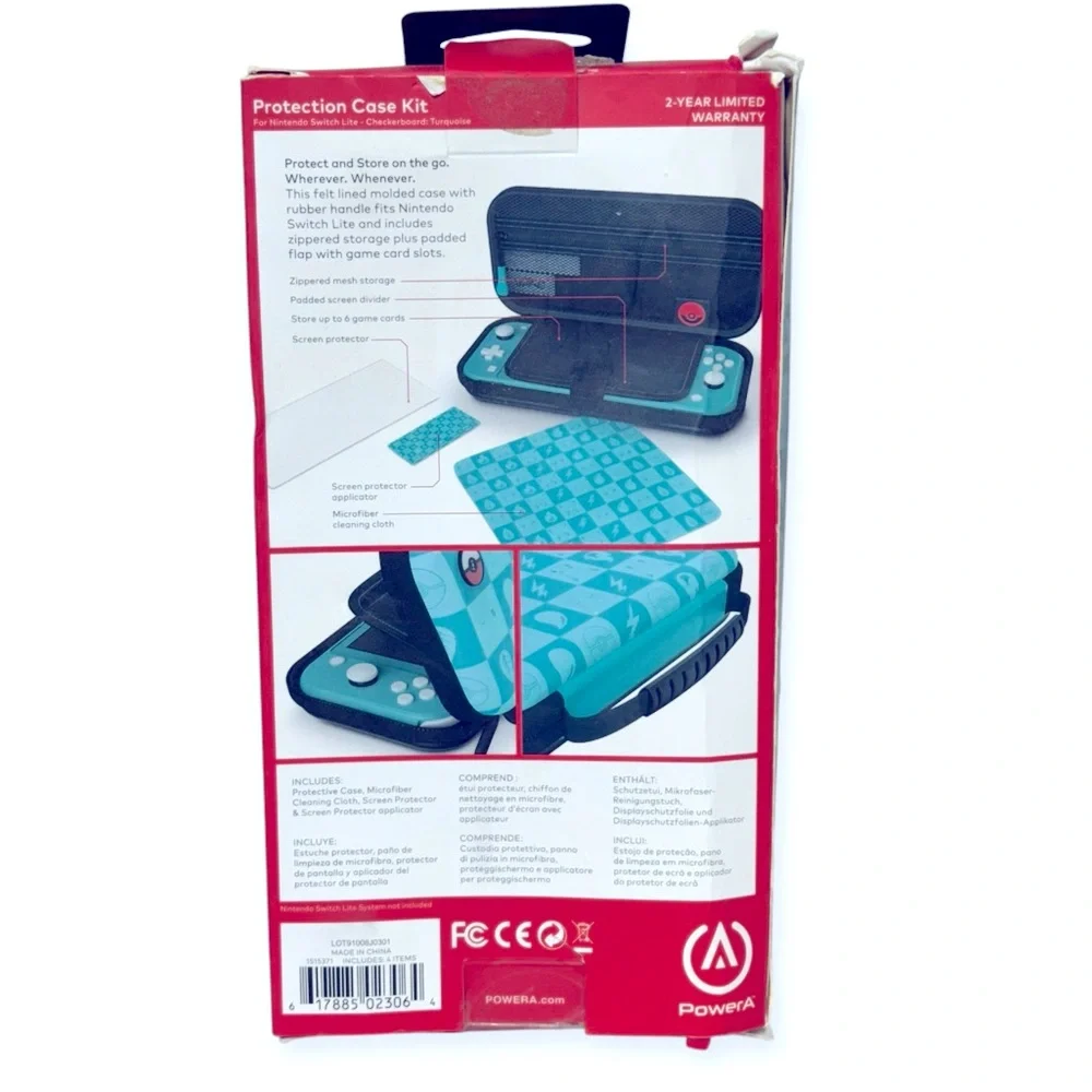 Protection Case Kit For Nintendo Switch Lite‎ Pokémon Turquoise Checkered